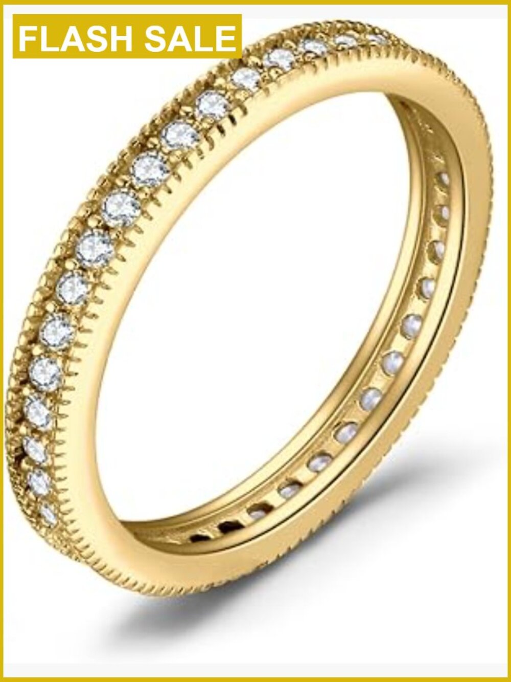 14K Gold Plated Sterling Silver Ring Set CZ Stackable Bridal Rings Women Size